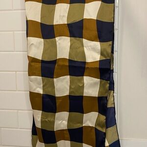 Vintage Navy, Olive & Cream Checkered Silk Scarf